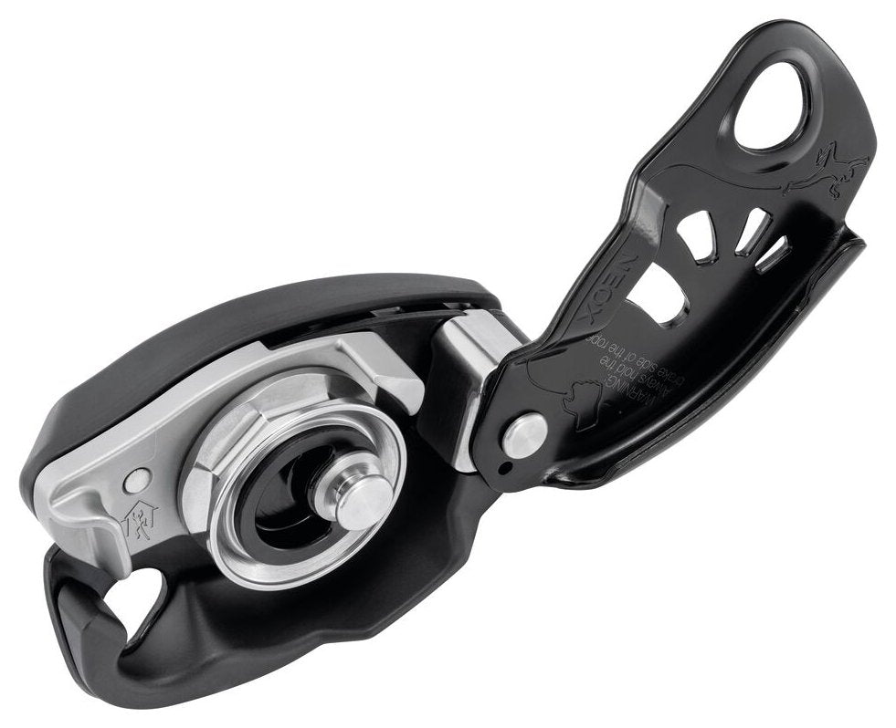 Neox - black, belay device with cam-assisted blocking