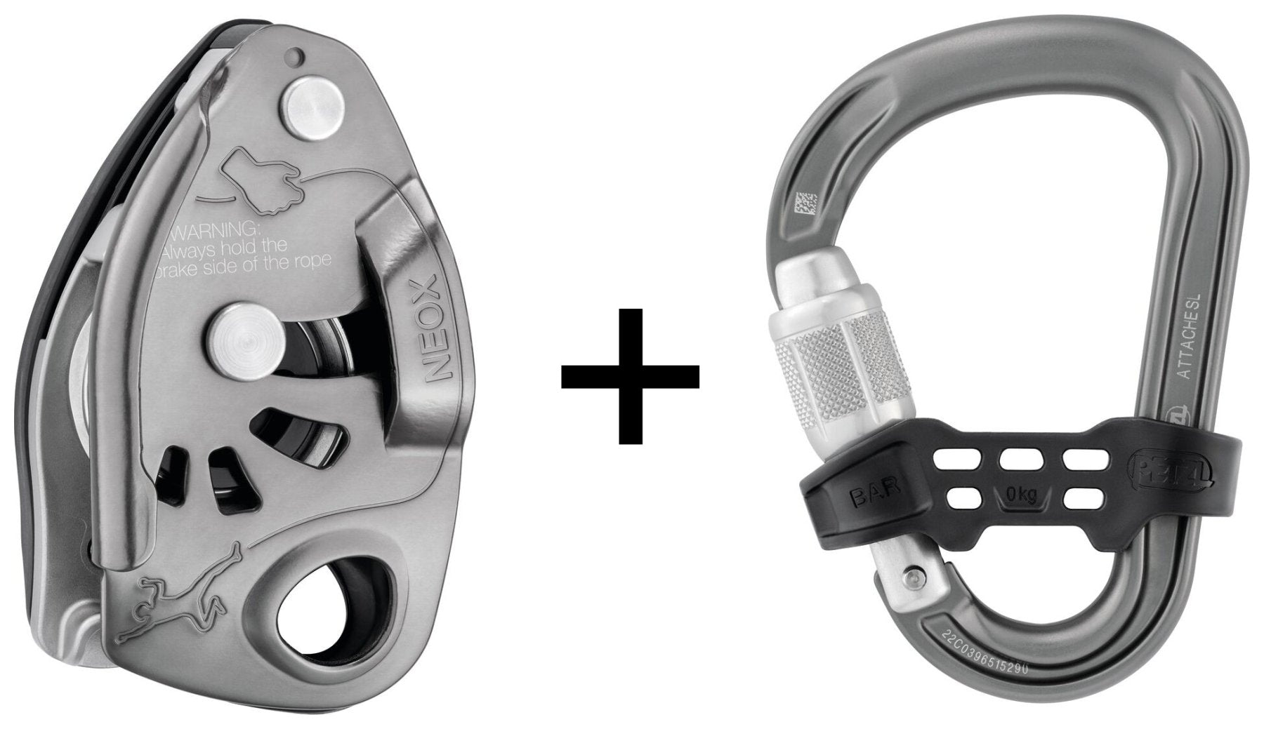 Neox Belay Kit - gris clair, assureur avec mousqueton unidirectionnel