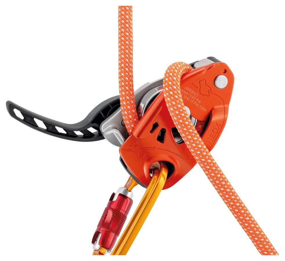 Neox Belay Pack - orange, belay device and safebiner