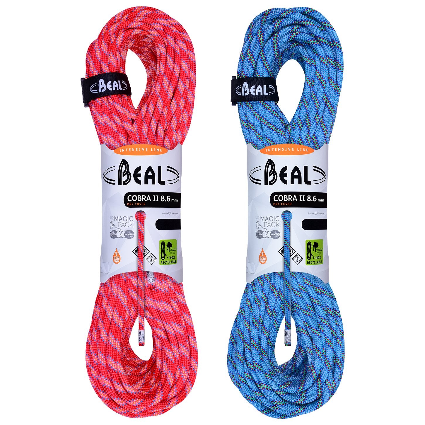 Cobra II (8.6mm, 2x50m) - unicore drycover, orange/blue, half ropes