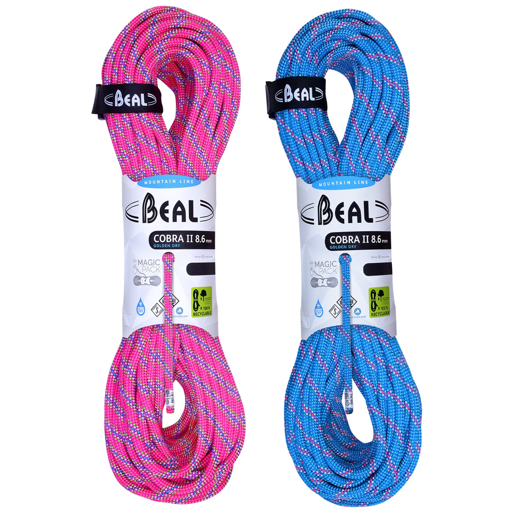 Cobra II (8.6mm, 2x60m) - unicore, golden dry, blauw/fuchsia, dubbeltouw