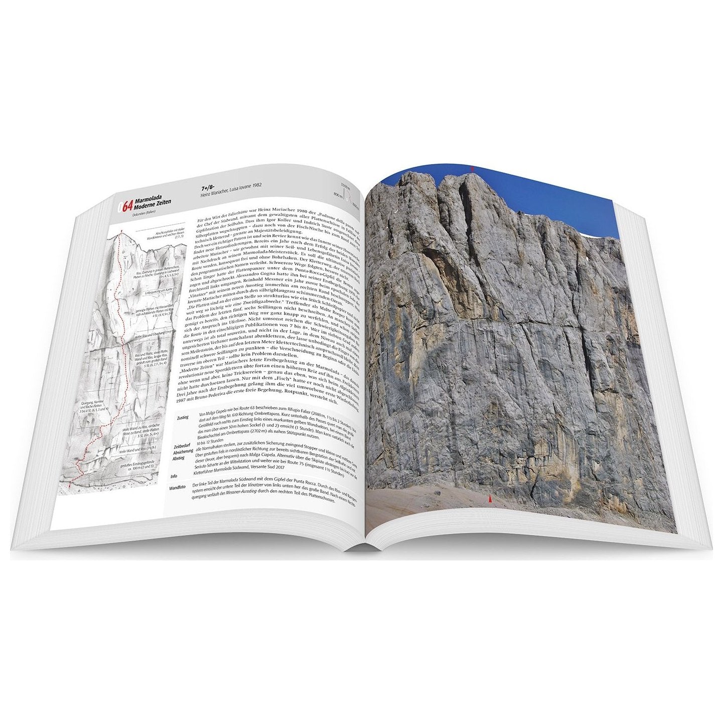 Im Moderner Fels (German), 100 legendary free climbing routes in the Alps, guidebook